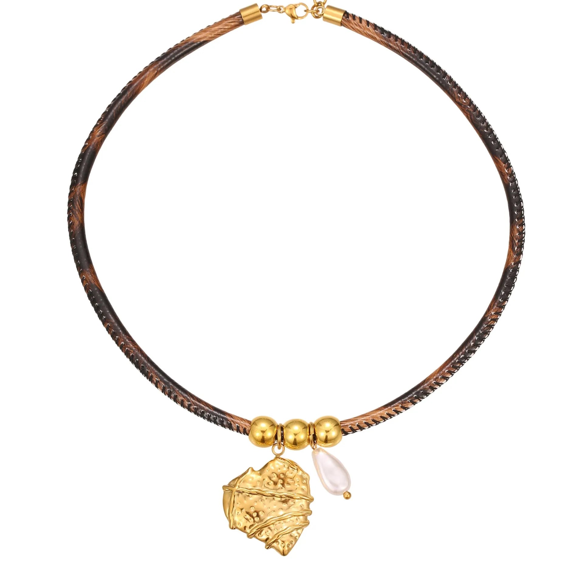 Women's stainless steel leopard pendant necklace with geometric design and gold-plated finish on adjustable chain