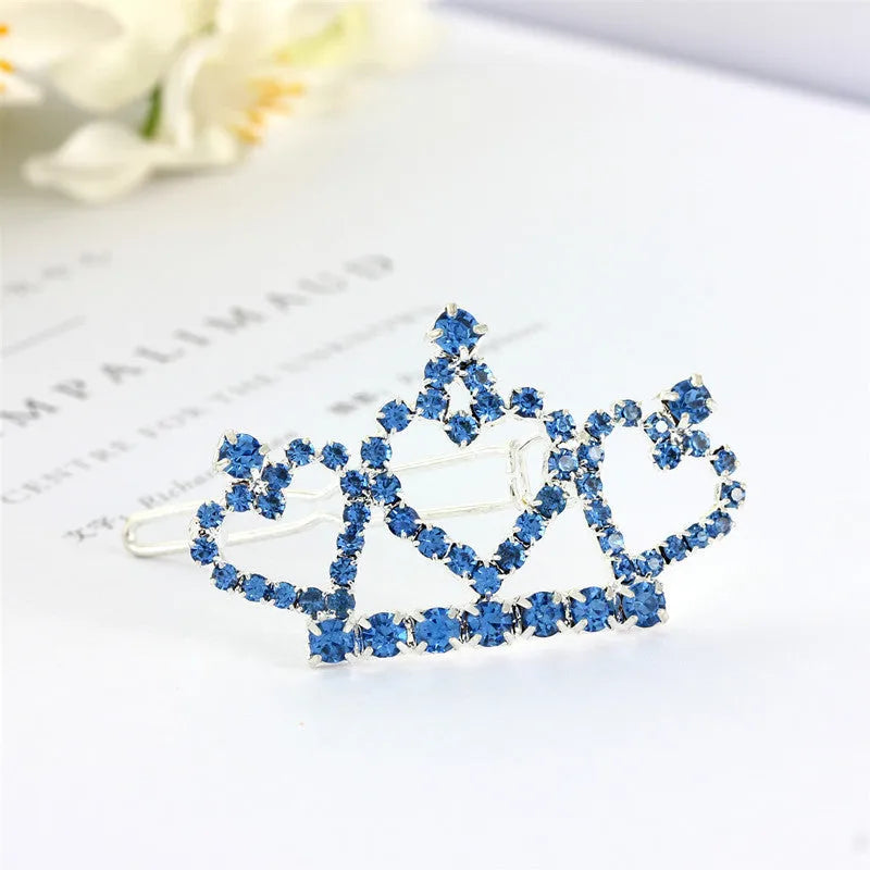 Rhinestone crown headdress pet decoration with 5CM hair clip in White Pink and Blue