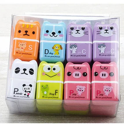 Creative cartoon anti-dandruff eraser in mixed colours, 6 pack, 3x1.5x5cm plastic pencil eraser