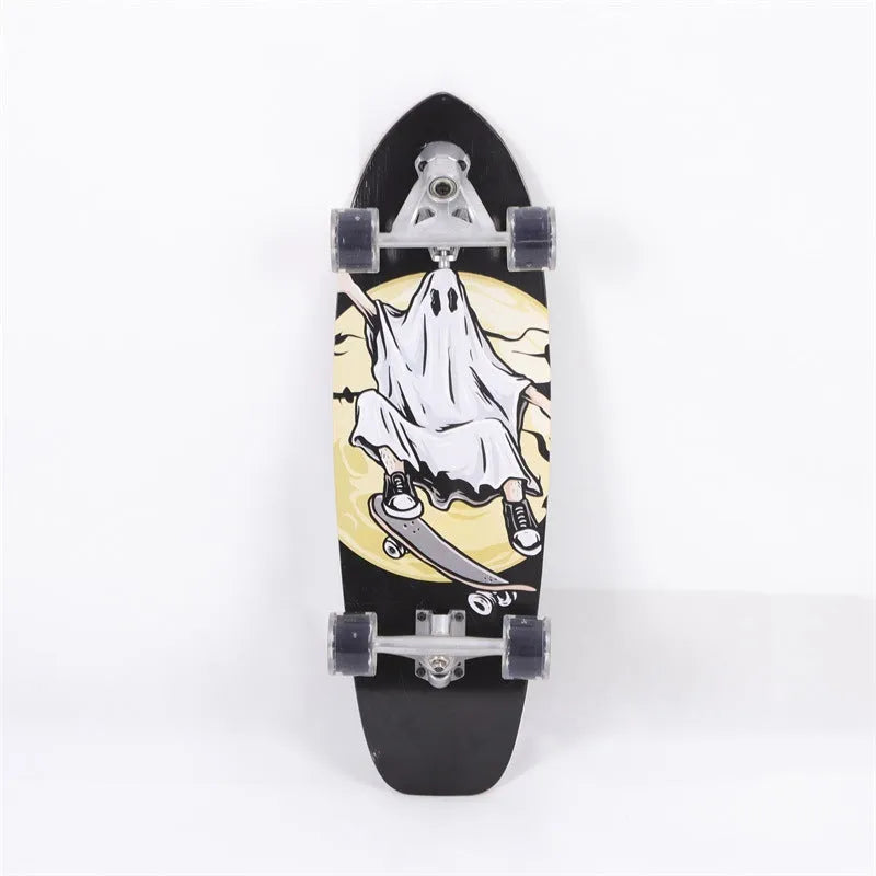 White maple wooden street scooter with 31-inch deck length for urban commuting