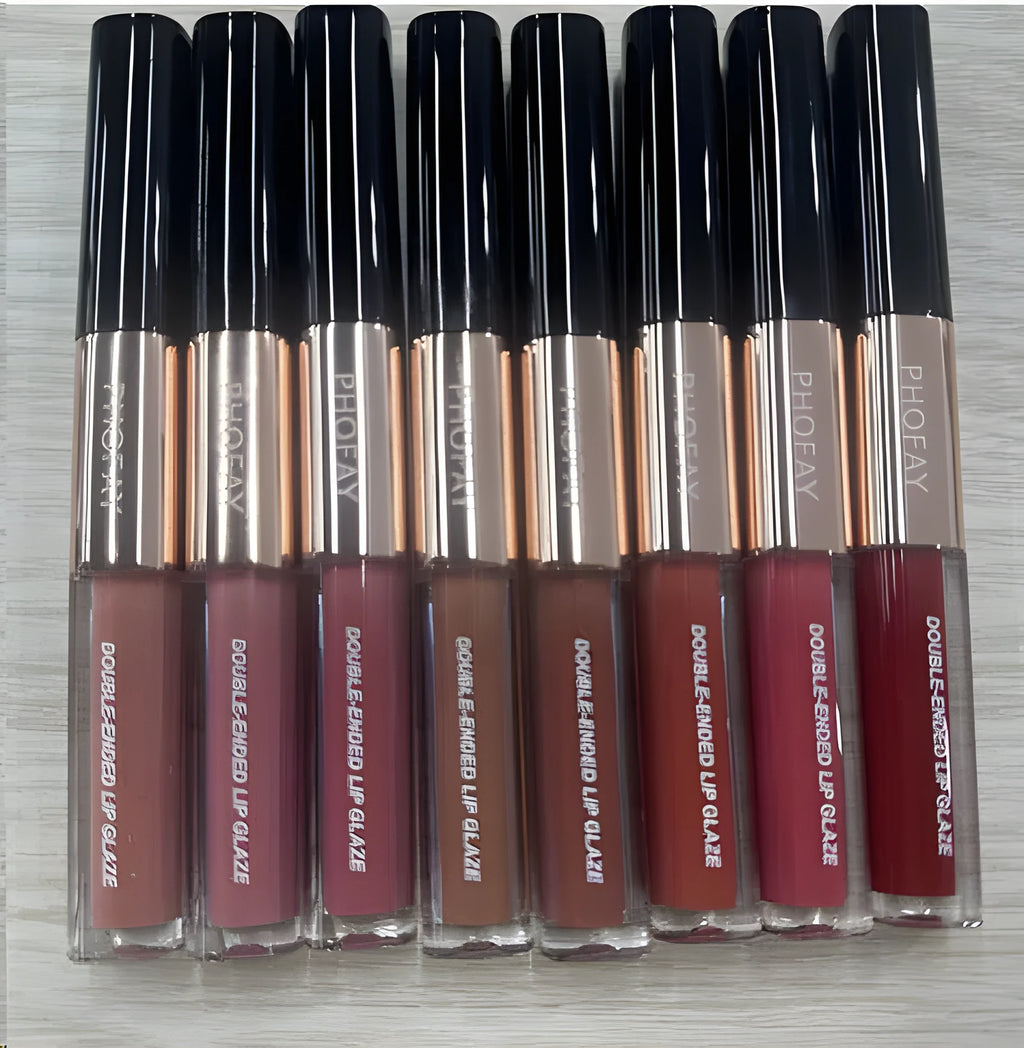 C-L021 double-head lip gloss stick with non-stick cup applicator in eight colour options