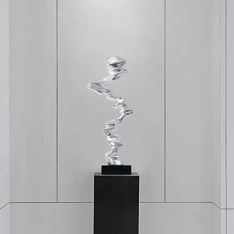 Abstract still life sculpture ornament in modern minimalist style with plastic and natural resin construction