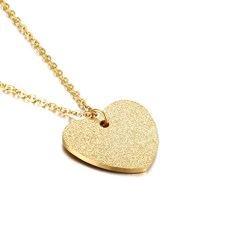 Geometric heart-shaped titanium steel necklace with silver tone finish