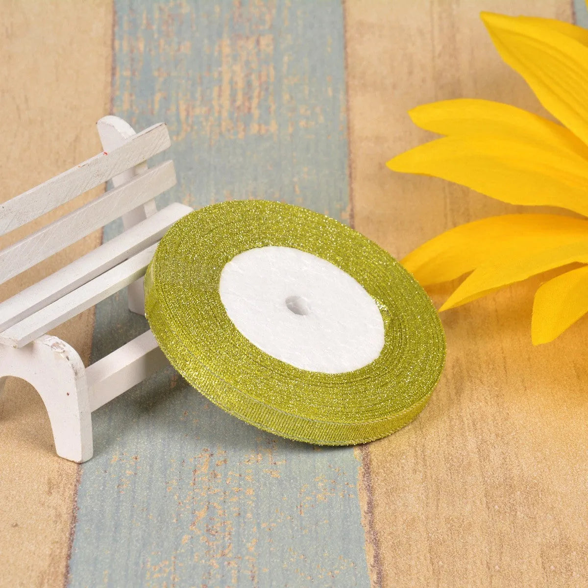 3 points width polyester decorative ribbon with green onion belt texture in multiple colour options