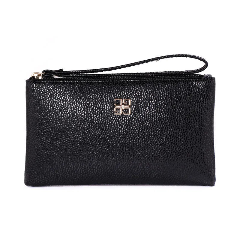 Large 55-inch long PU leather phone wallet handbag with zip closure in solid colour
