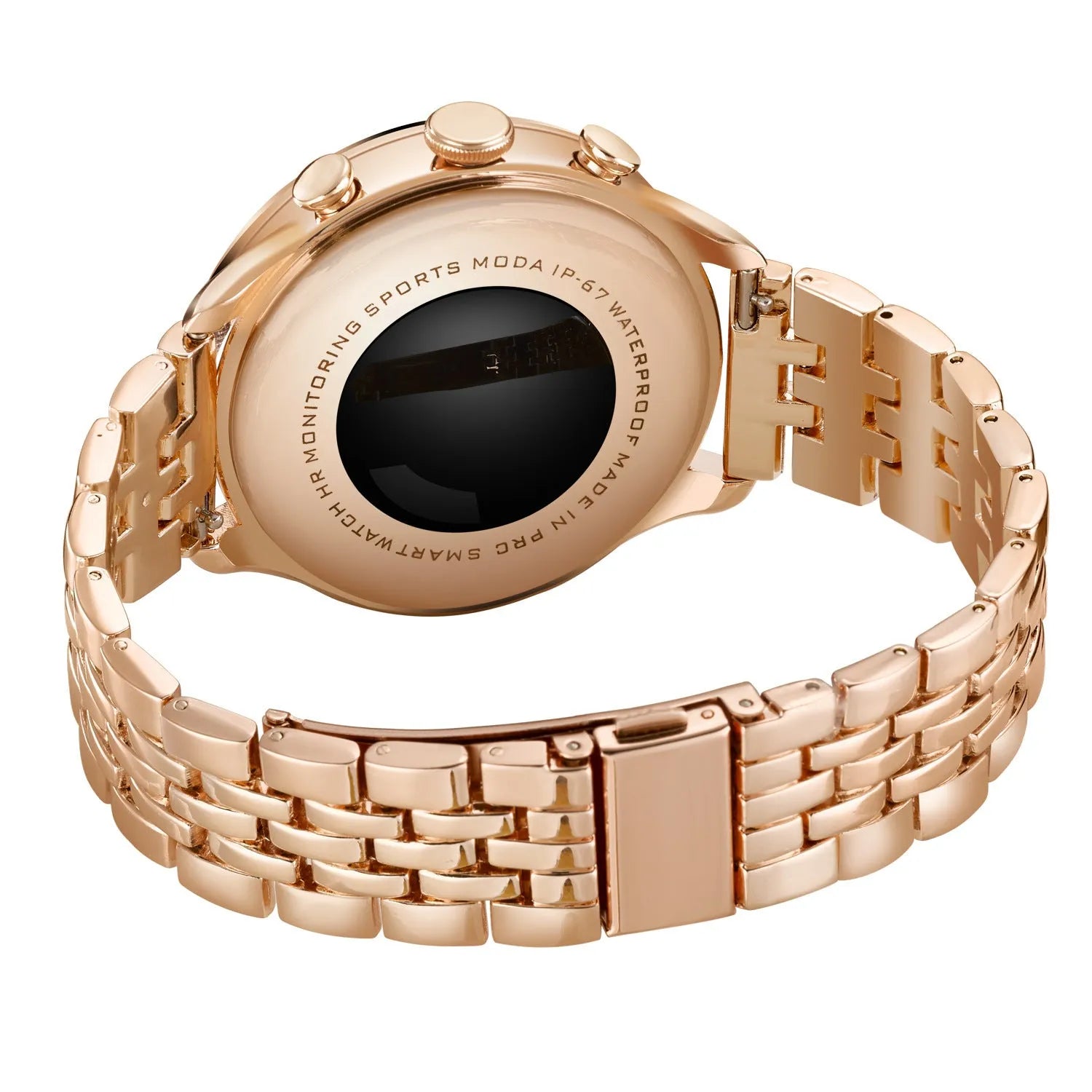 Gold smart watch with TFT screen and touch button, featuring Bluetooth calling and health monitoring functions
