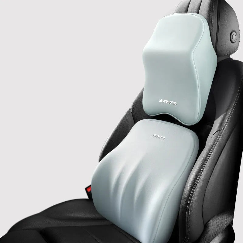 Memory foam car lumbar pillow with geometry pattern in colour options including black, grey, green and pink