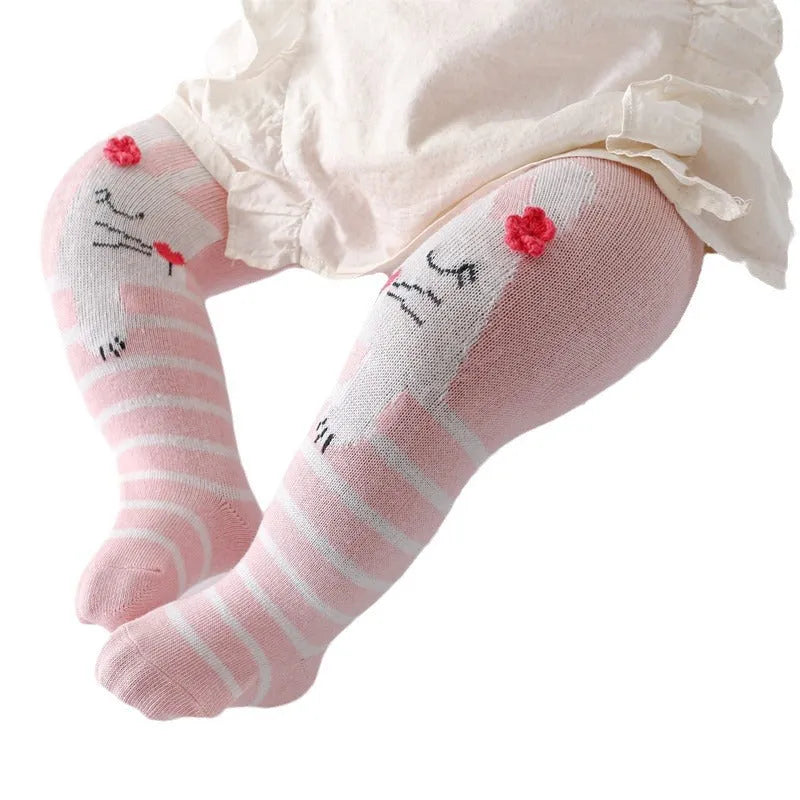 Baby cotton pantyhose leggings for boys and girls, high waist, gray white dots pattern, 0-12 months