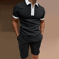 Men's printed polyester short sleeve top and matching shorts two-piece casual set