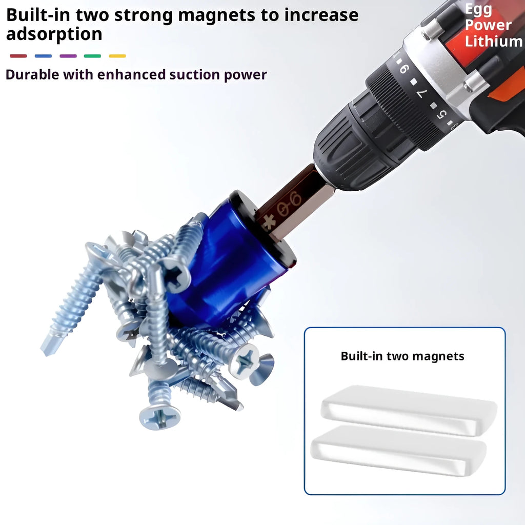 Alloy magnetic bit holder tool for hexagonal screwdriver bits with electric drill chuck