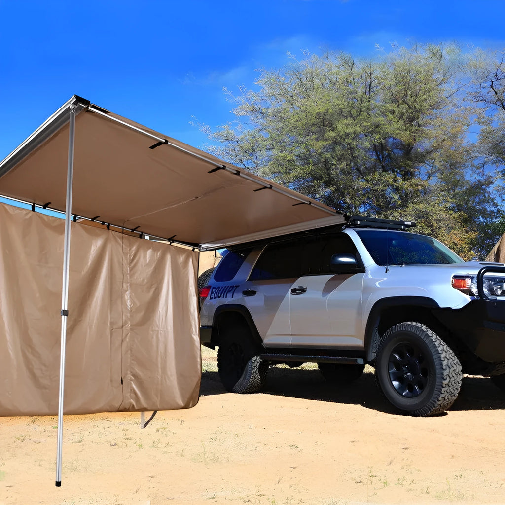 Single layer camping tent with aluminum poles and black glue coating set up for outdoor fishing