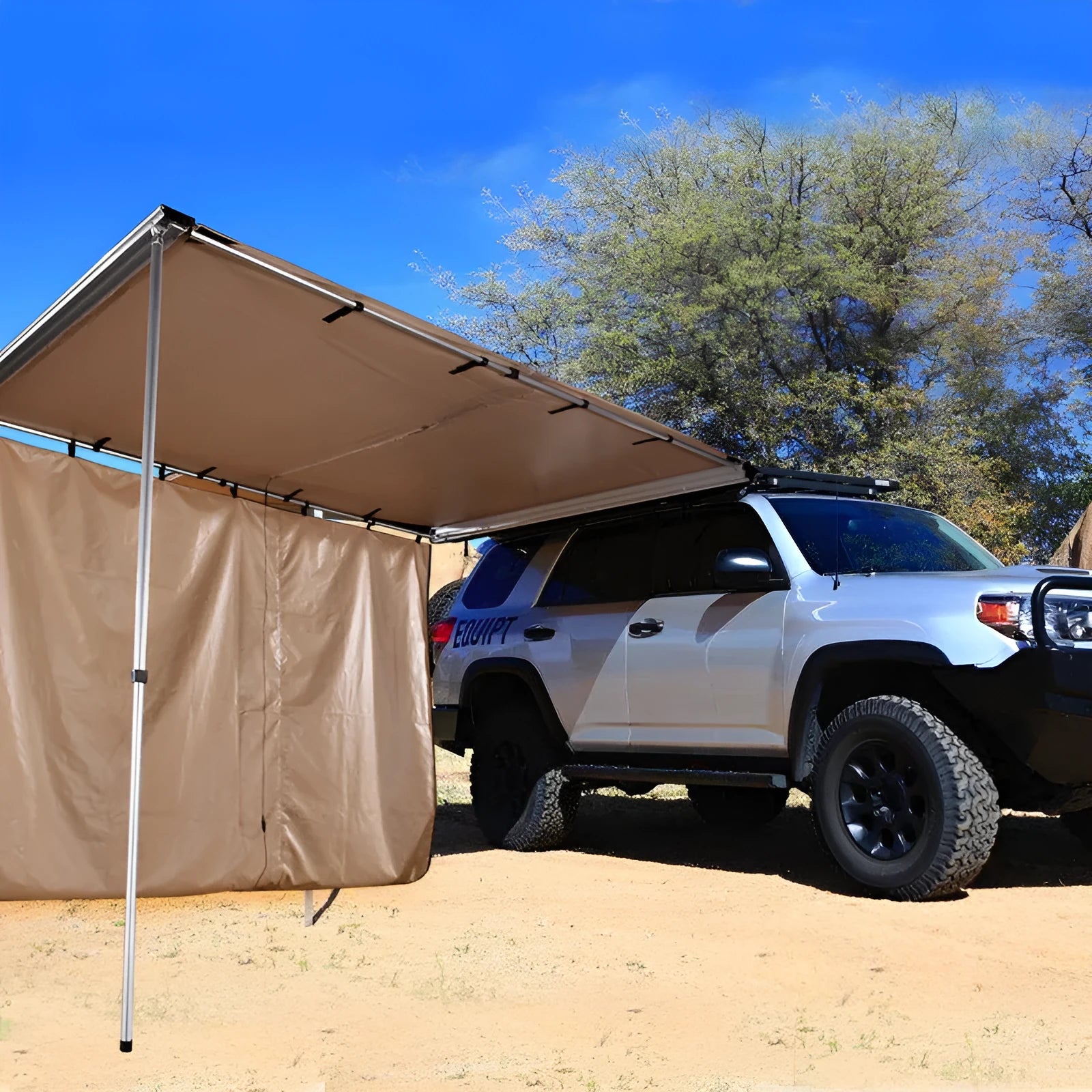 Single layer camping tent with aluminum poles and black glue coating set up for outdoor fishing