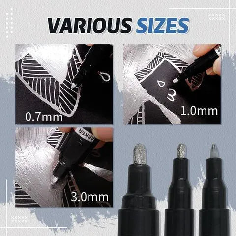 Flysea 3.0mm chrome metal marker pen with reflective paint for writing on multiple surfaces.