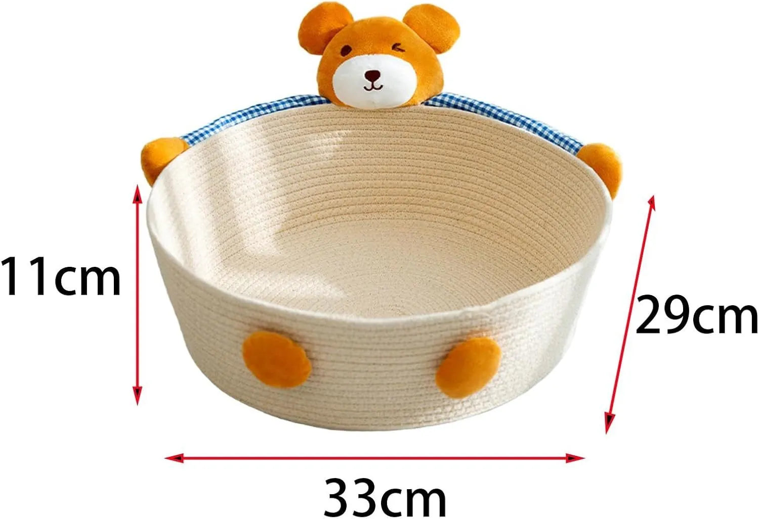 Woven cotton rope cat bed with integrated scratching board in basket design