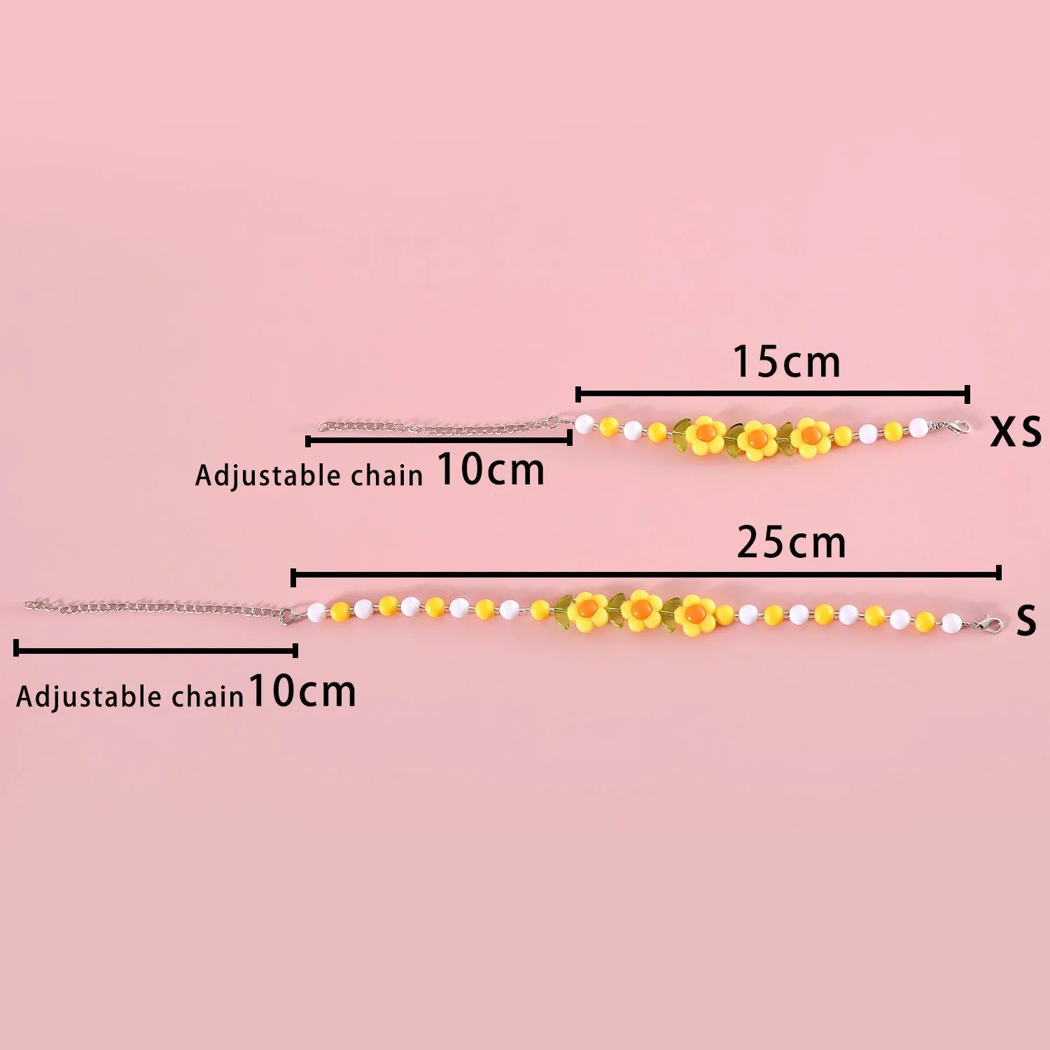 Colourful plastic bead necklace for small pets with peach, rainbow, or small flower pattern options.