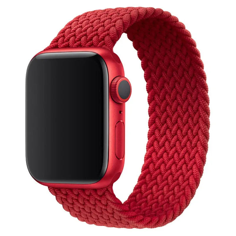 Elastic nylon braided rainbow watch strap for Apple Watch 38mm to 45mm, woven fabric, multiple colour options