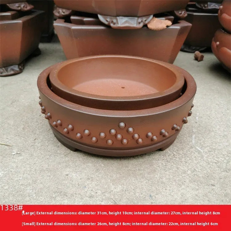 Red purple sand round flower-drum flowerpot stump nail planter for desktop ground