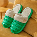 Women's detachable plaid EVA slippers with plush lining in multiple colours.