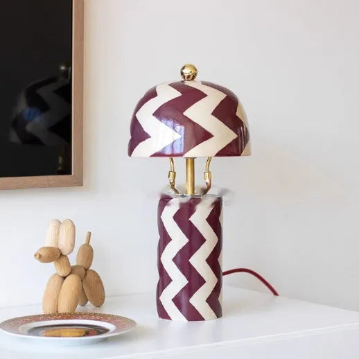 Striped table lamp with matte finish for model house or bedroom display, 200-300mm size