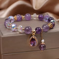 Purple amethyst crystal bracelet for women with micro inlay construction