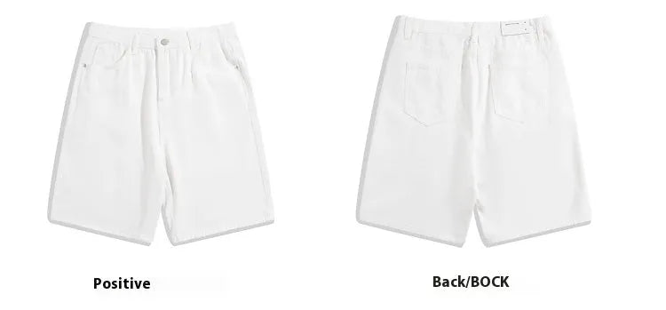 Men's light blue denim shorts with a straight leg and zip fly, laid flat.