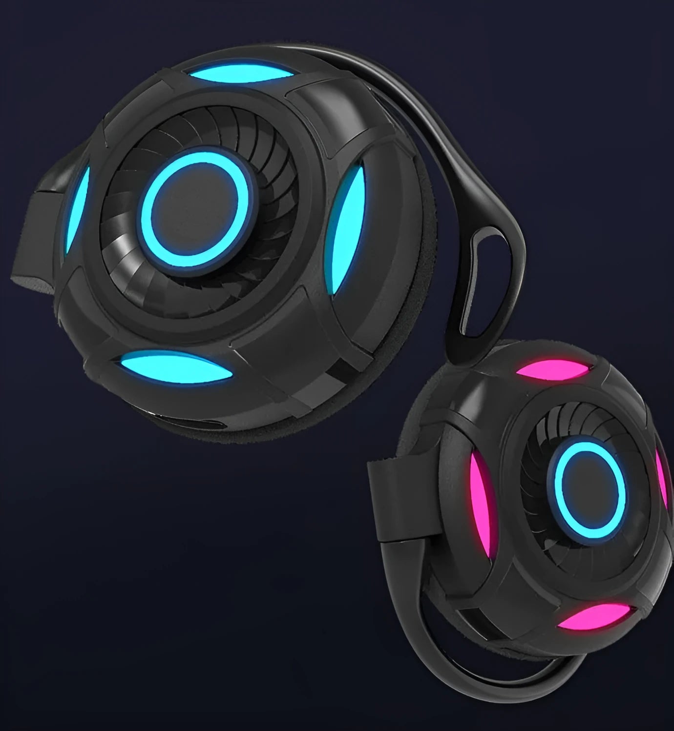 Black and white Bluetooth gaming earphones with over-ear hanging design and 10m wireless range