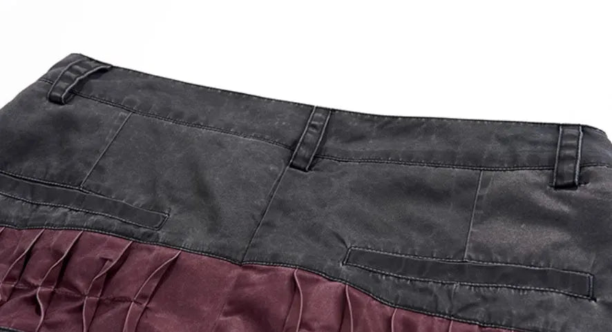 Boy modelling black wide-leg summer trousers with a relaxed fit and Korean-inspired style.