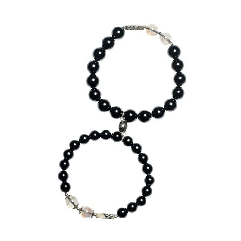 Obsidian Buddha beads in 8mm and 10mm sizes for DIY couple bracelet kit, national style.