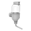 Blue pet water bottle with rotating nozzle mounted on cage bars for small animals