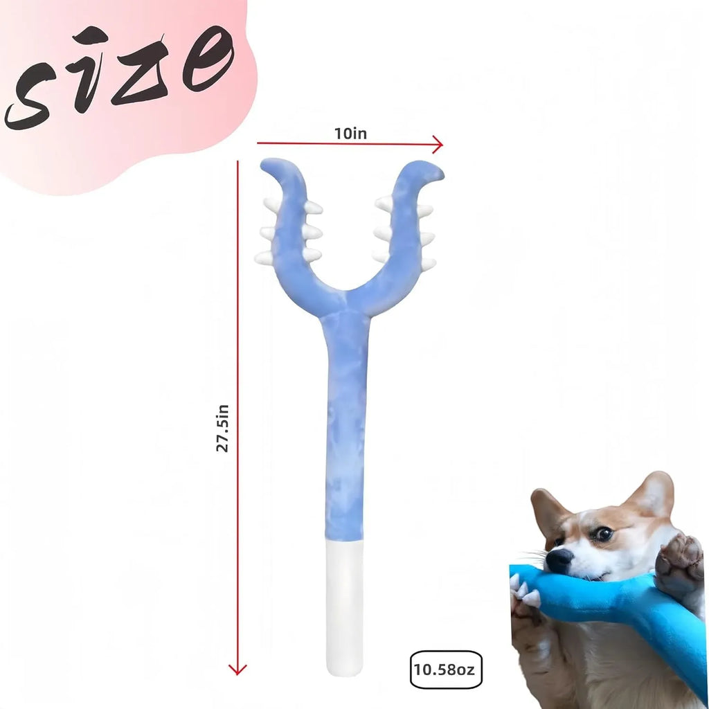 Blue plush cat wand toy with 70cm length for interactive indoor pet play