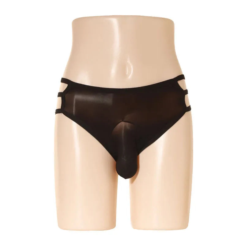 Men's transparent nylon elephant nose shorts in various colours with mid-waist free size fit