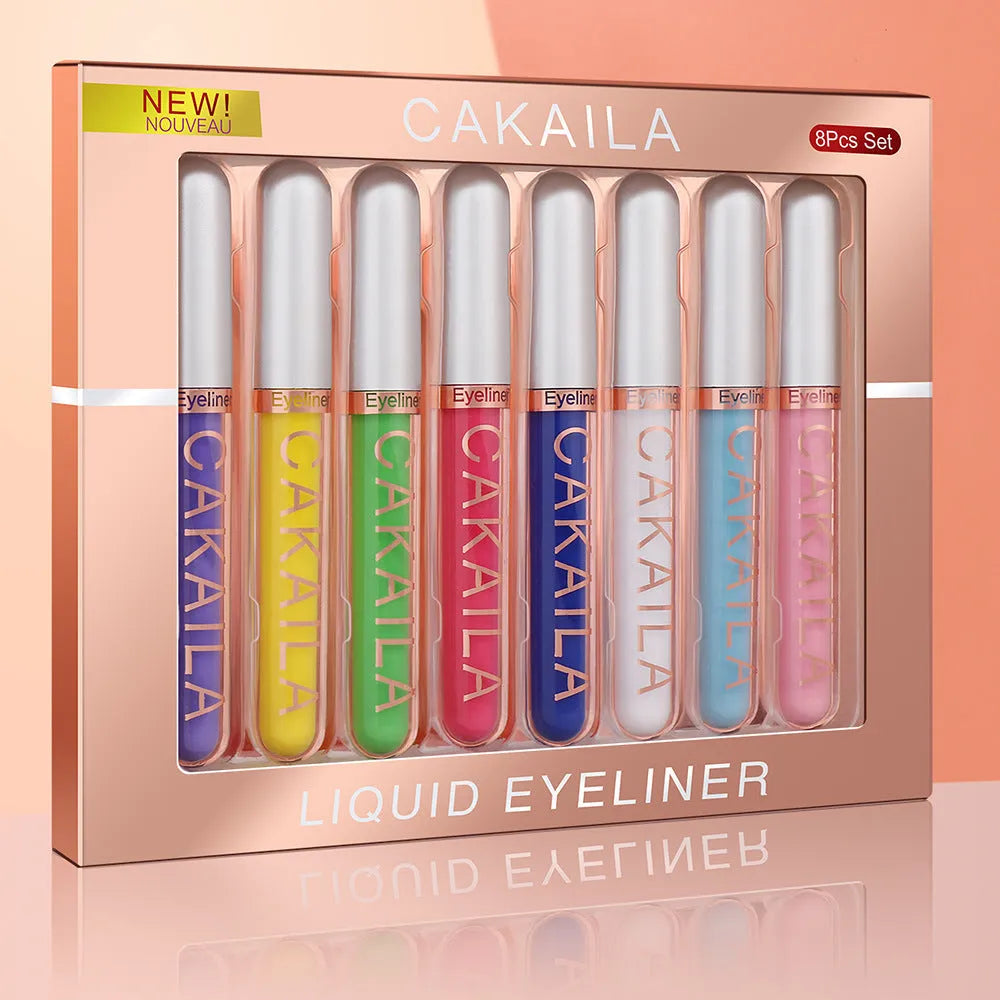 CAKAILA Kakaila 8 colour liquid eyeliner set with fine tip applicator in assorted shades