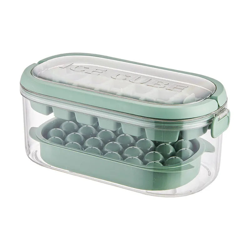 Plastic 2-layer ice cube tray set producing 54 ice cubes in Fresh Green colour with easy-release design