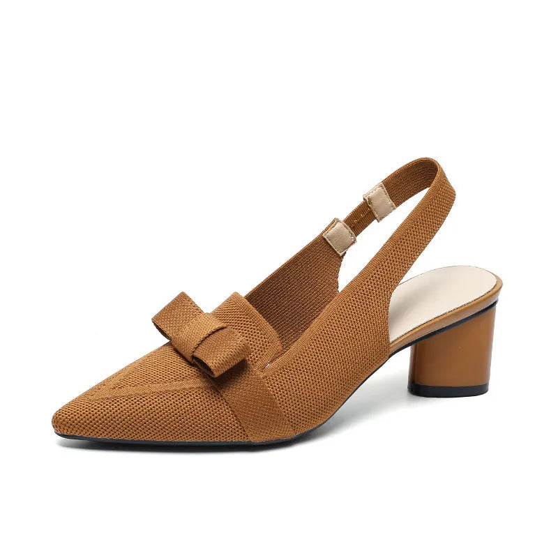 Women's closed toe high heel sandals with back strap and pointed toe in solid colour options