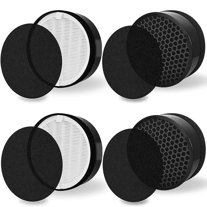Levoit LV-H132 air purifier replacement filter kit showing filter screen and pre-filter cotton.