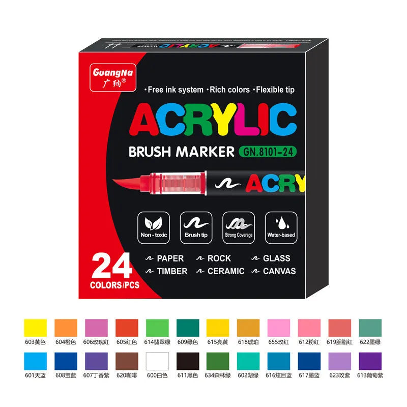Set of acrylic marker pens with straight liquid paint for hand painting and graffiti artwork