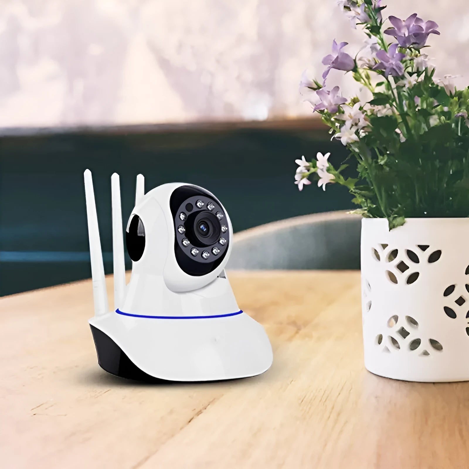 White wireless dome security camera with 2MP HD resolution for indoor outdoor surveillance