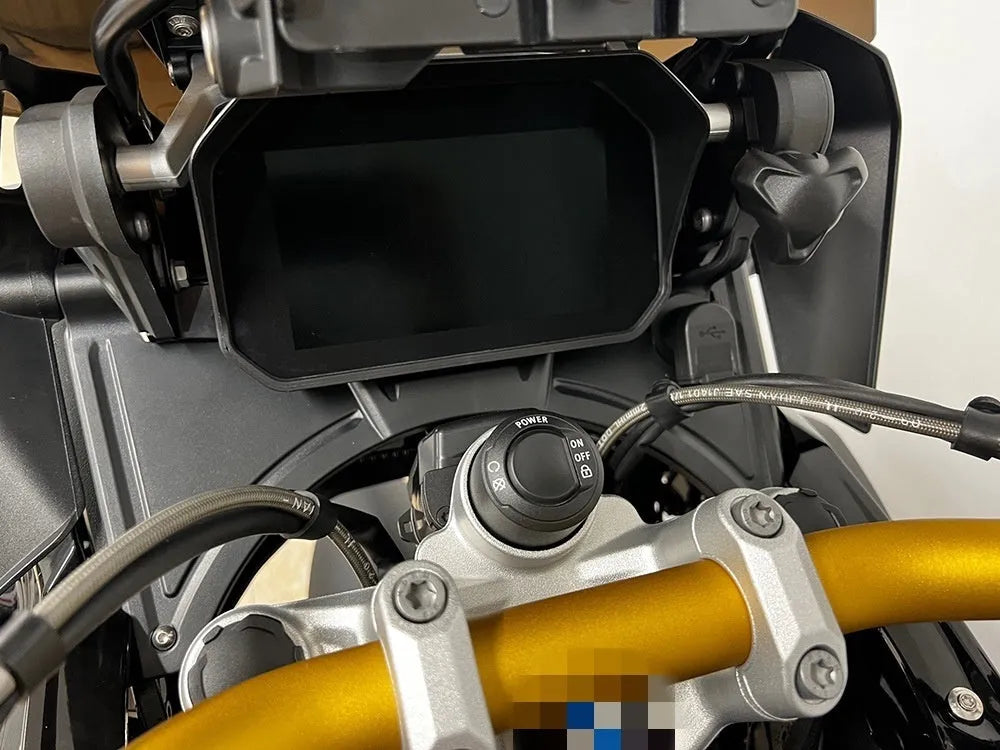 Black motorcycle cockpit fairing panel for BMW R1250GS and compatible R1200GS models