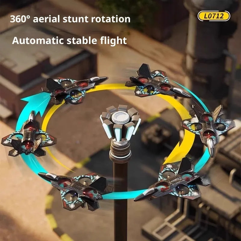 Remote control fighter jet model toy in plastic with USB charging, shown in 8th Generation Blue or Gray with battery module options