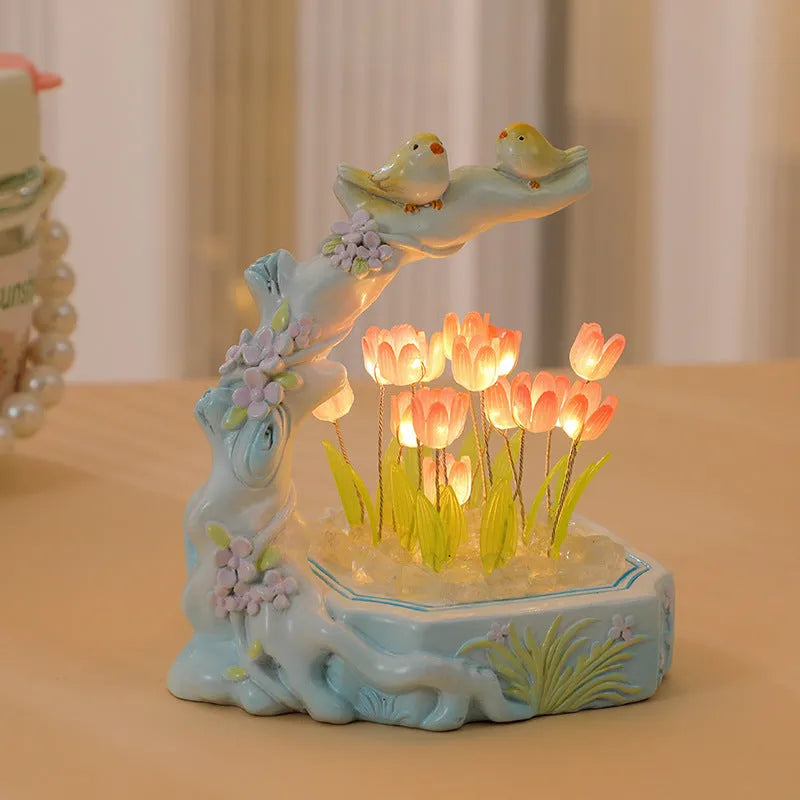 Creative desktop resin tulip night light DIY material package 10cm flower shape modern simplicity six colour options