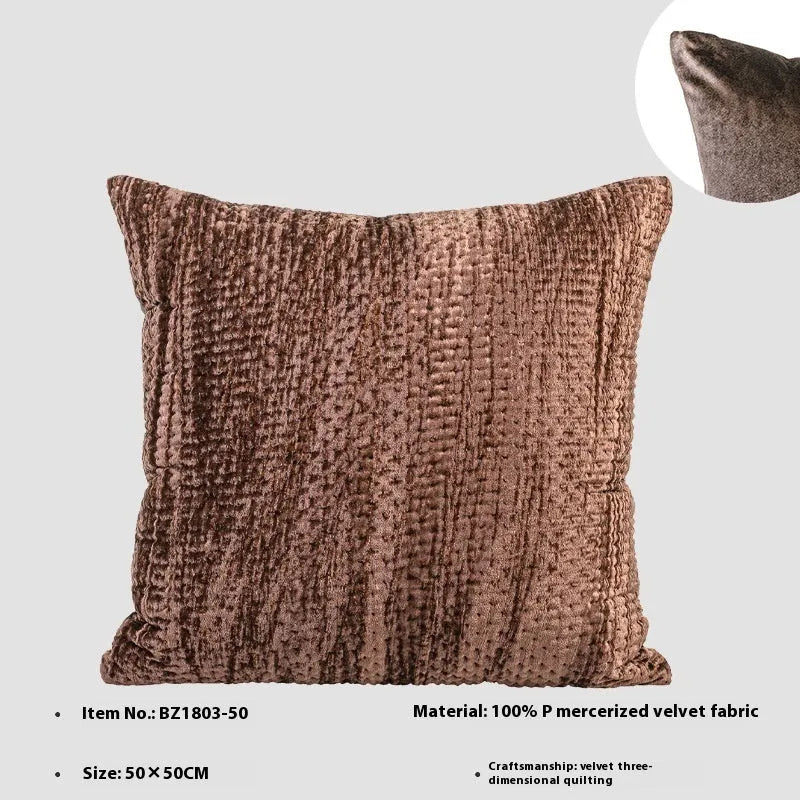 Antique style quilted cushion pillow with mercerised velvet embossing in green, red, mocha, and orange colour options