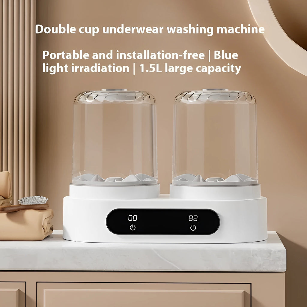 White double bucket USB mini washing machine for underwear and delicate laundry