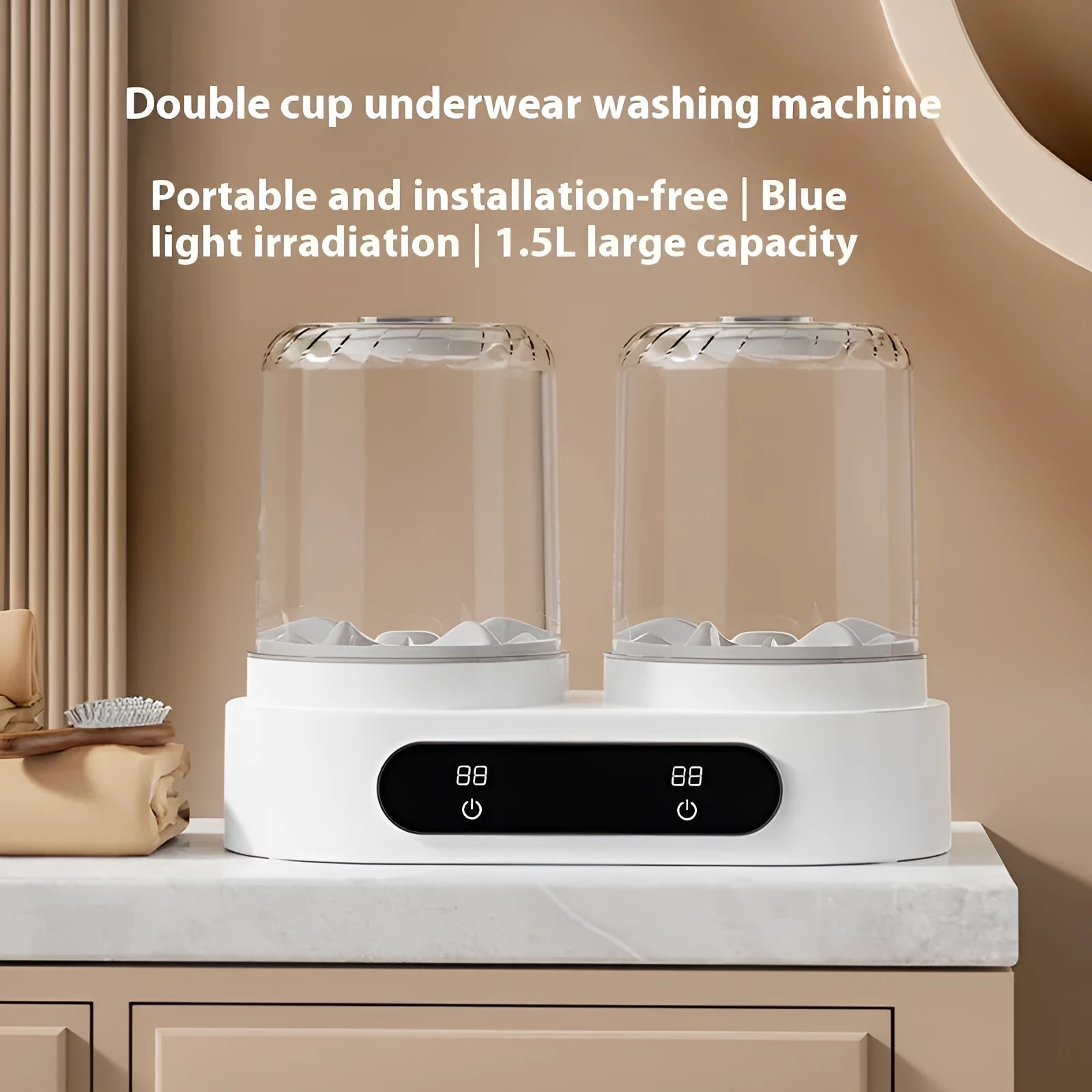 White double bucket USB mini washing machine for underwear and delicate laundry