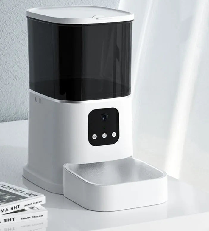 Pet automatic feeder 6L large capacity smart voice recorder app control timer feeding cat dog food dispenser white colour