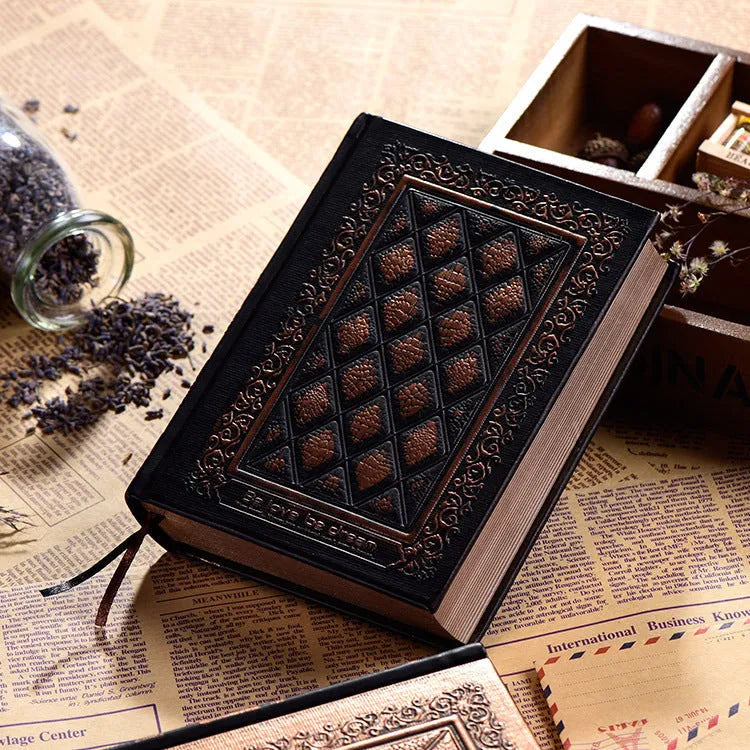 Embossed faux leather notebook in bronze colour with super thick pages