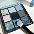 MUGELEEN nine-colour eye shadow palette 08 showing blue smoked matte shimmer shades