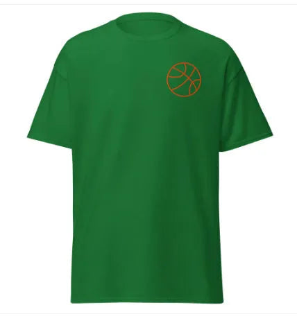 Men's maroon short-sleeve T-shirt with a white ball pattern on the chest.