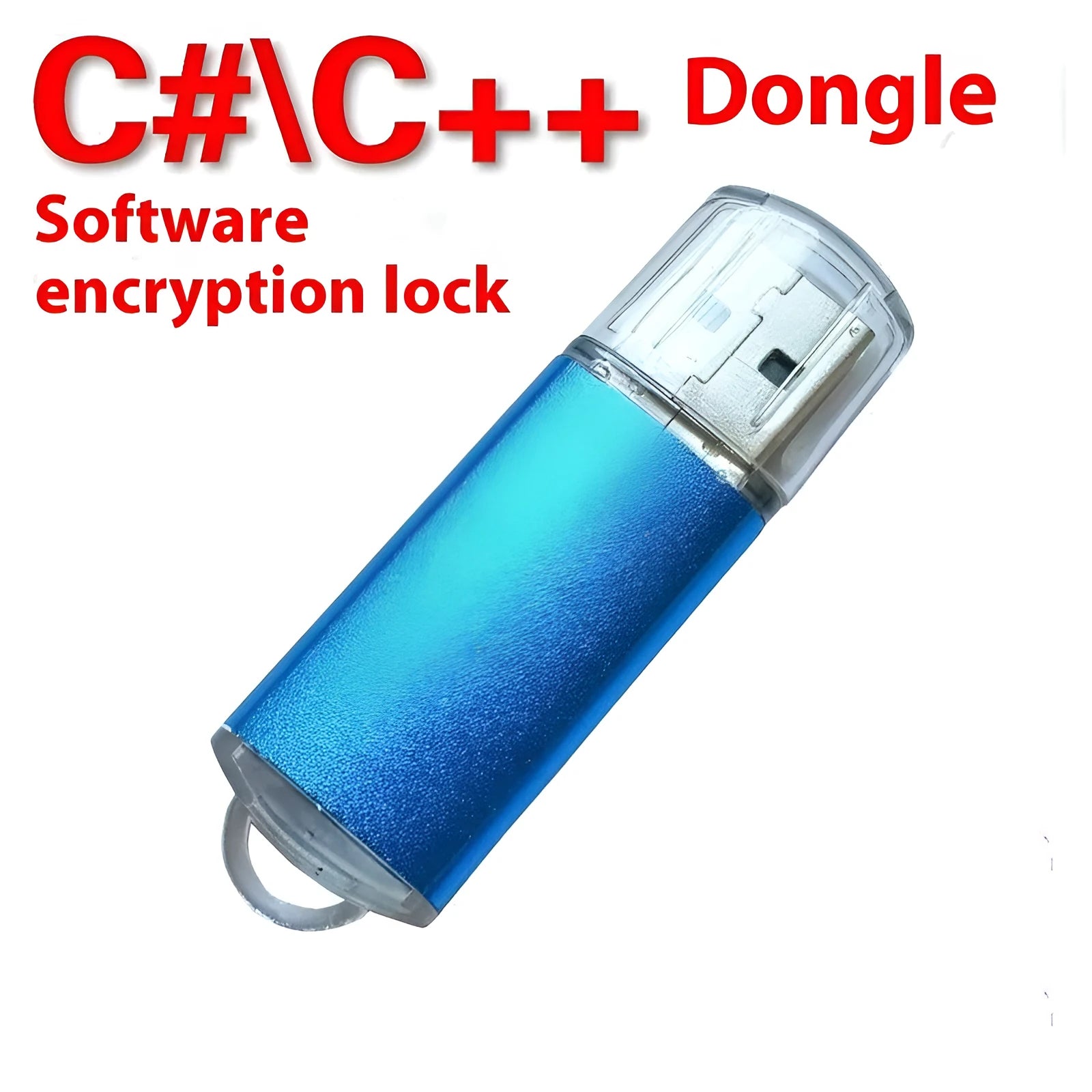 Software encryption USB dongle with metal shell in seven colour options on black background