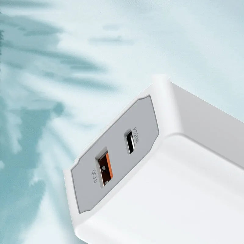 White European standard phone fast charger set with compact fireproof ABS PC charging head