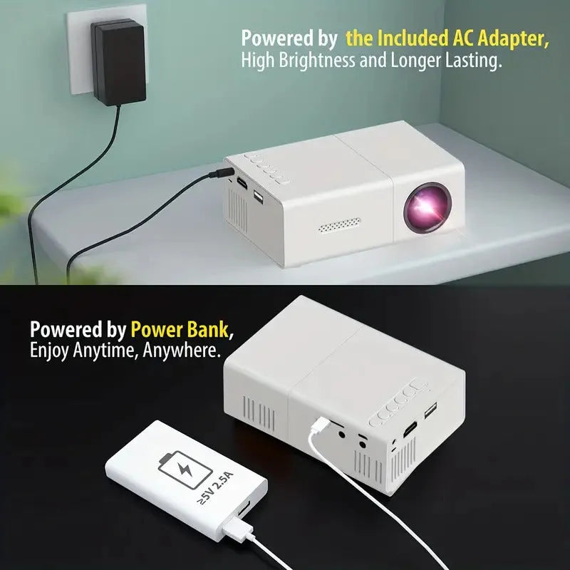 M100 mini home projector in black and white colours with 100-inch projection capability